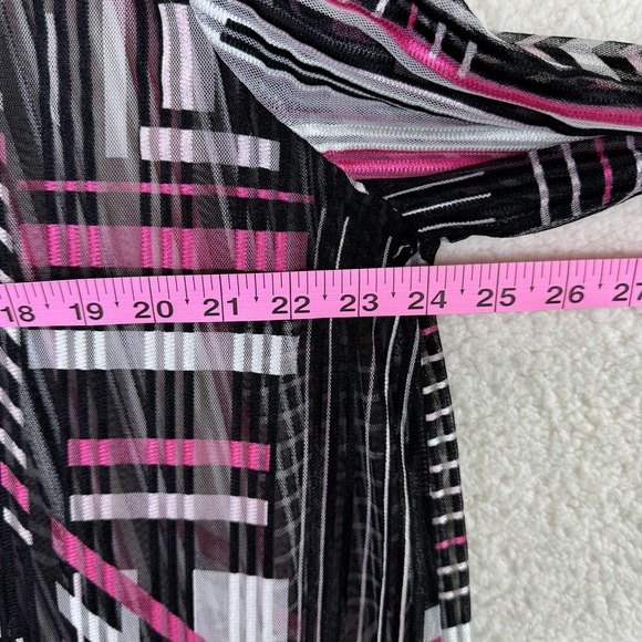 Kasper Cardigan Womens 2X Geometric Mesh Open Front Sheer Jacket Lightweight Lay - Picture 10 of 11